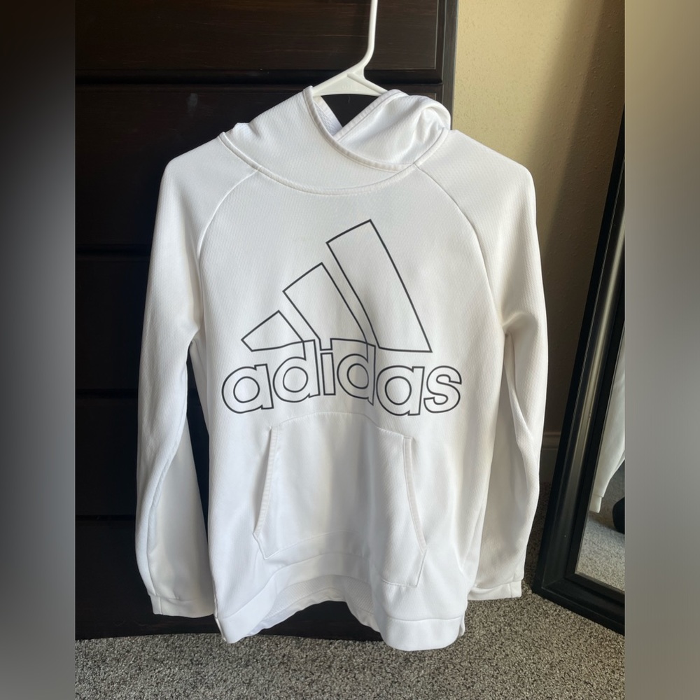 White lightweight white Adidas hoodie size small.